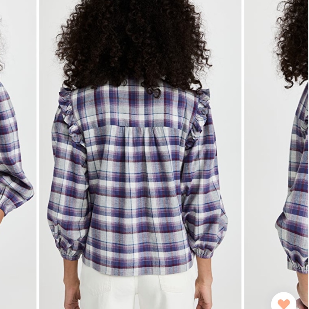 Flannel Plaid Ruffle Shirt - Picture 3 of 10